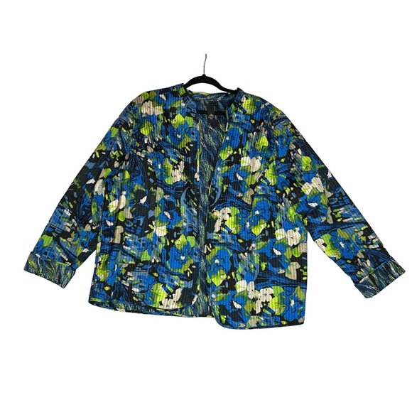Maggie Barnes By Catherines‎ Quilted Reversible Open Front Jacket Size 2X 22/24W - Picture 1 of 5